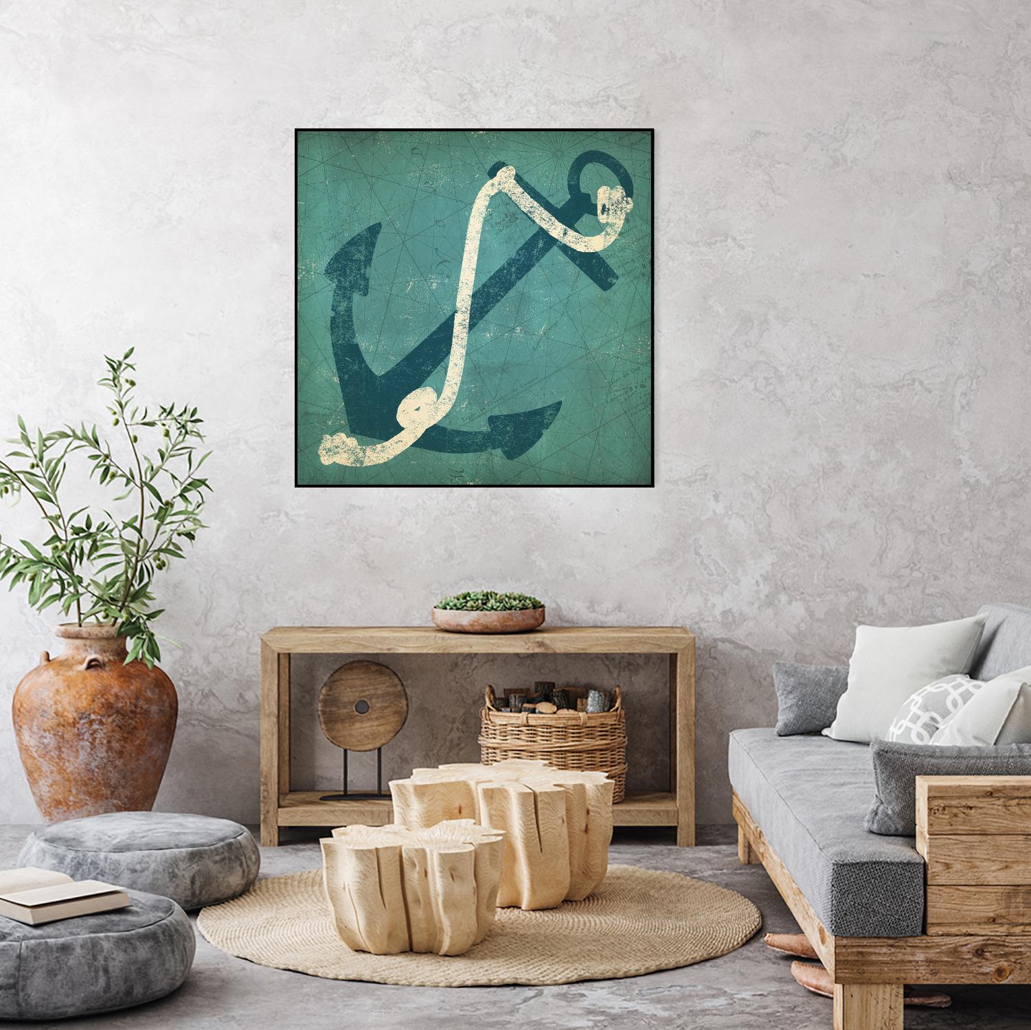 Nautical Anchor Blue by Ryan Fowler on GIANT ART - white nautical