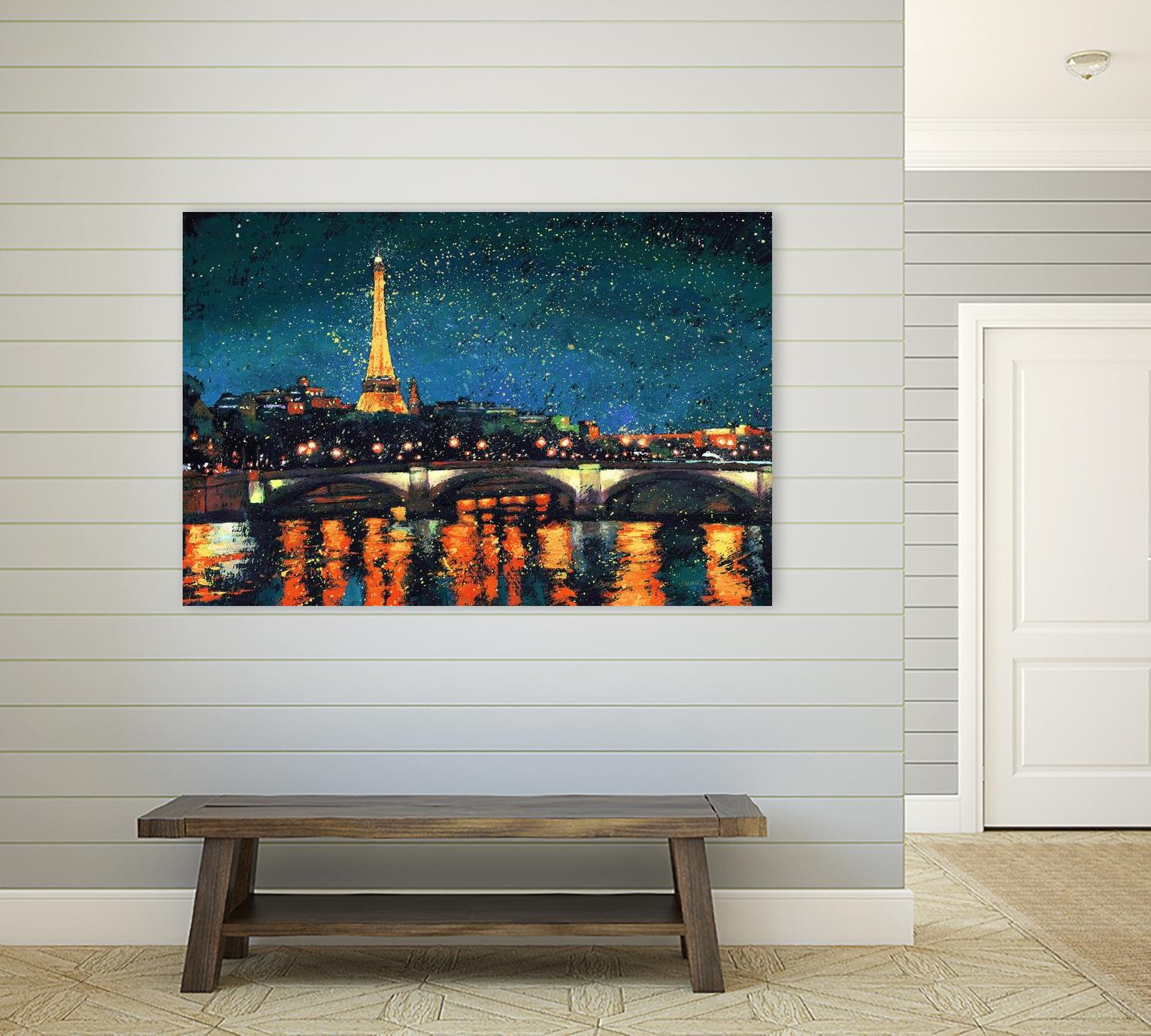 Paris Nights Blue I by James Wiens on GIANT ART - blue architecture eiffel tower