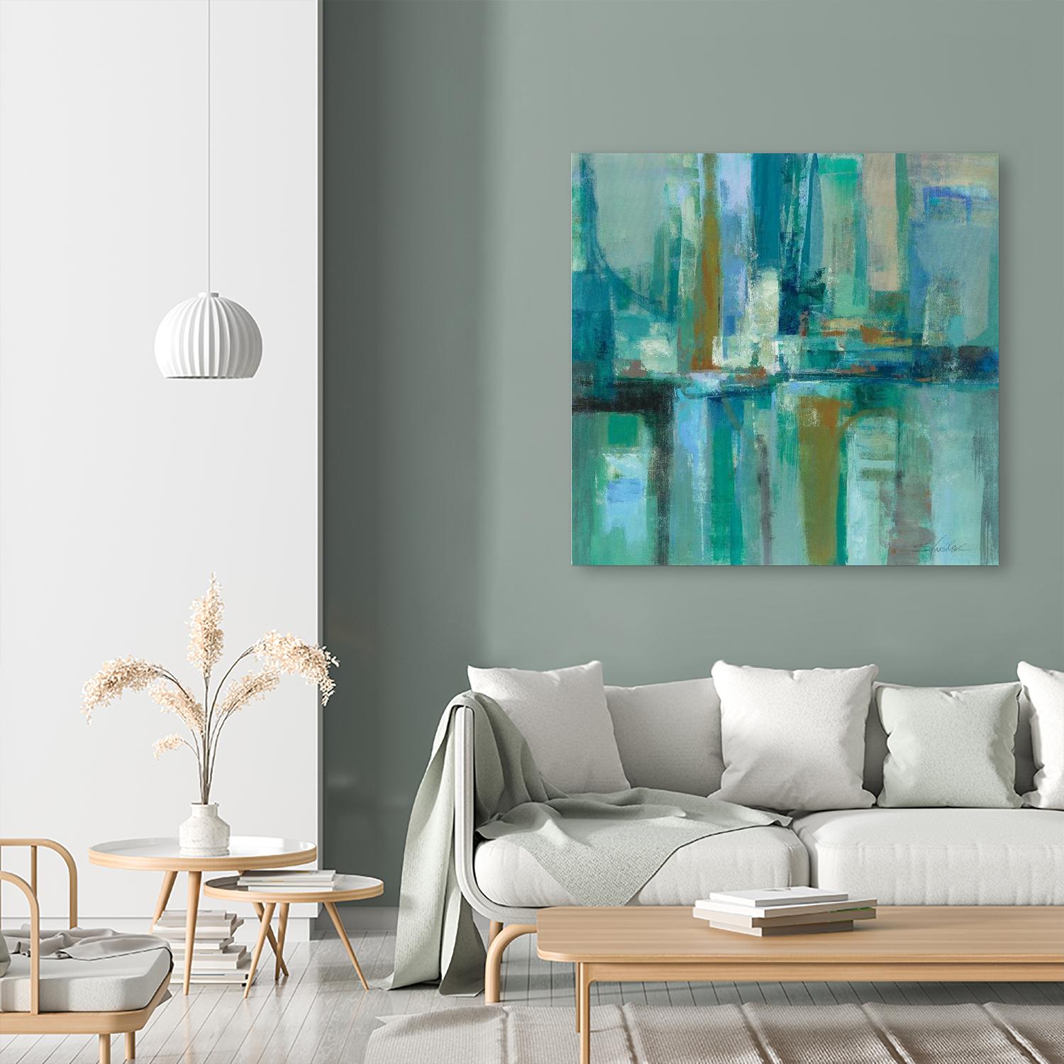 A Walk in the Rain by Silvia Vassileva on GIANT ART - turquoise abstract