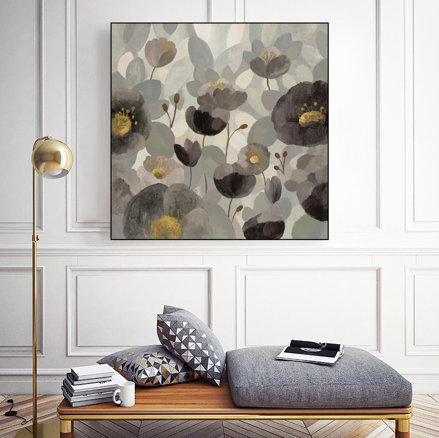Morning Bloom Greige by Silvia Vassileva on GIANT ART - yellow floral