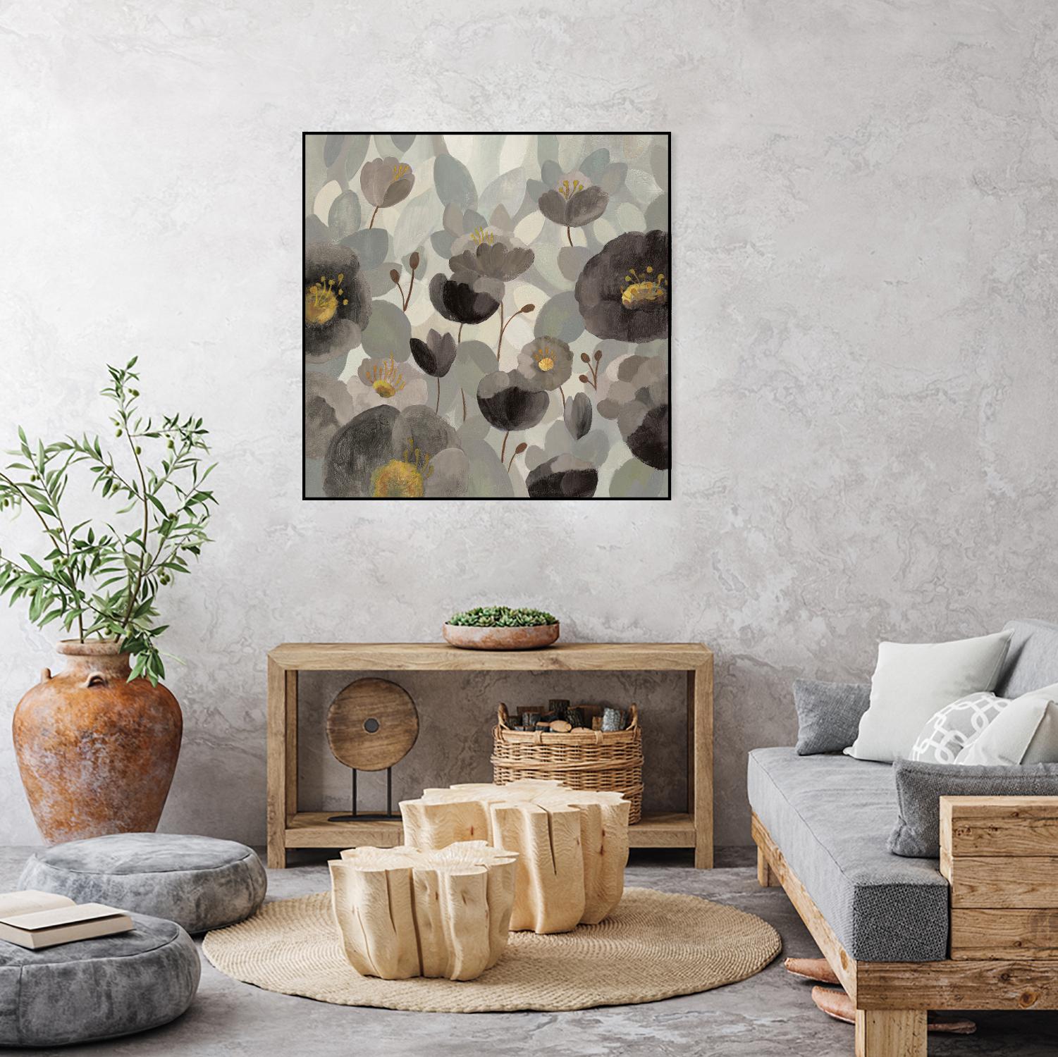 Morning Bloom Greige by Silvia Vassileva on GIANT ART - yellow floral
