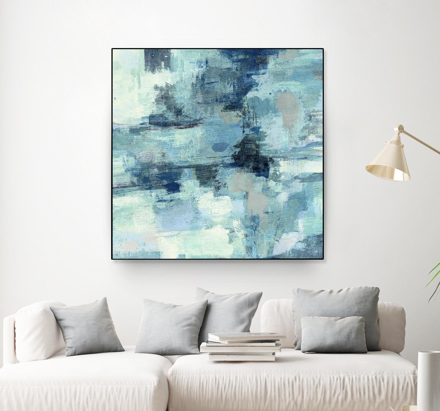In the Clouds Indigo and Gray Crop by Silvia Vassileva on GIANT ART - white abstract
