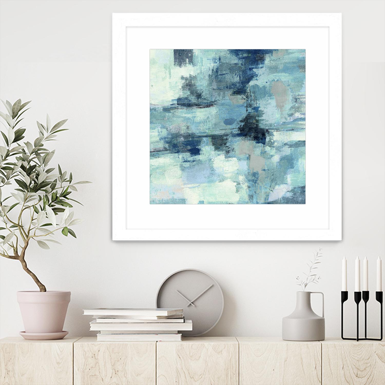 In the Clouds Indigo and Gray Crop by Silvia Vassileva on GIANT ART - white abstract