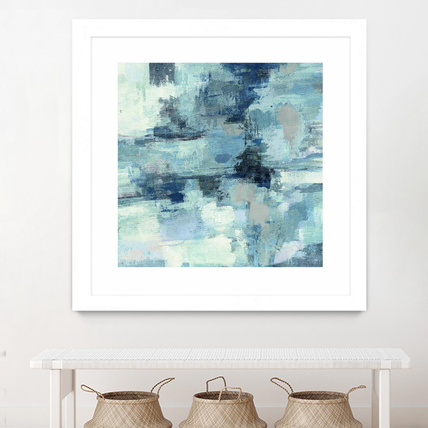 In the Clouds Indigo and Gray Crop by Silvia Vassileva on GIANT ART - white abstract