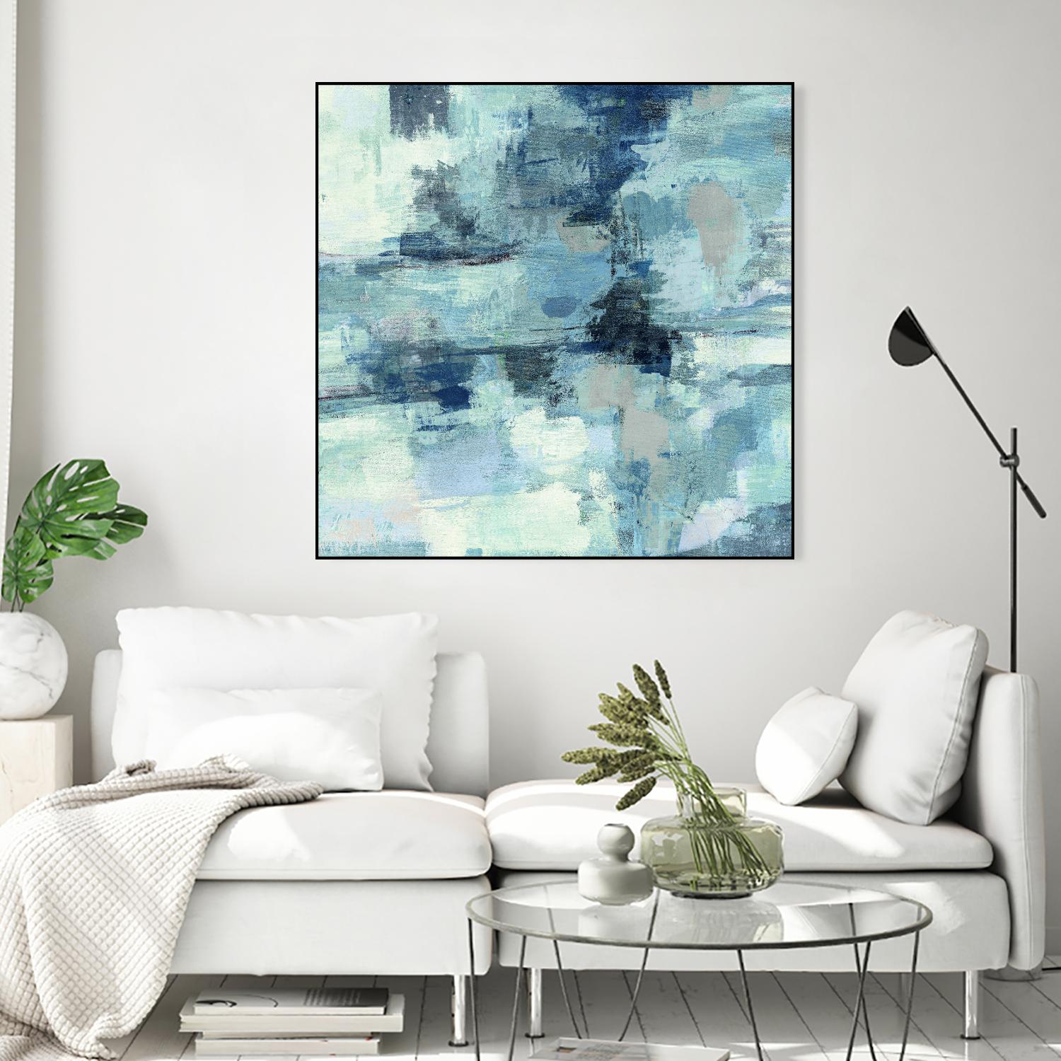 In the Clouds Indigo and Gray Crop by Silvia Vassileva on GIANT ART - white abstract