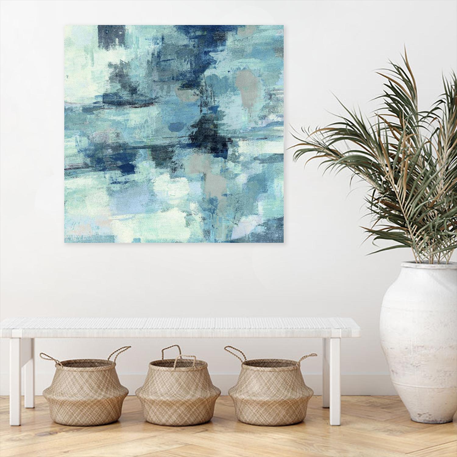 In the Clouds Indigo and Gray Crop by Silvia Vassileva on GIANT ART - white abstract