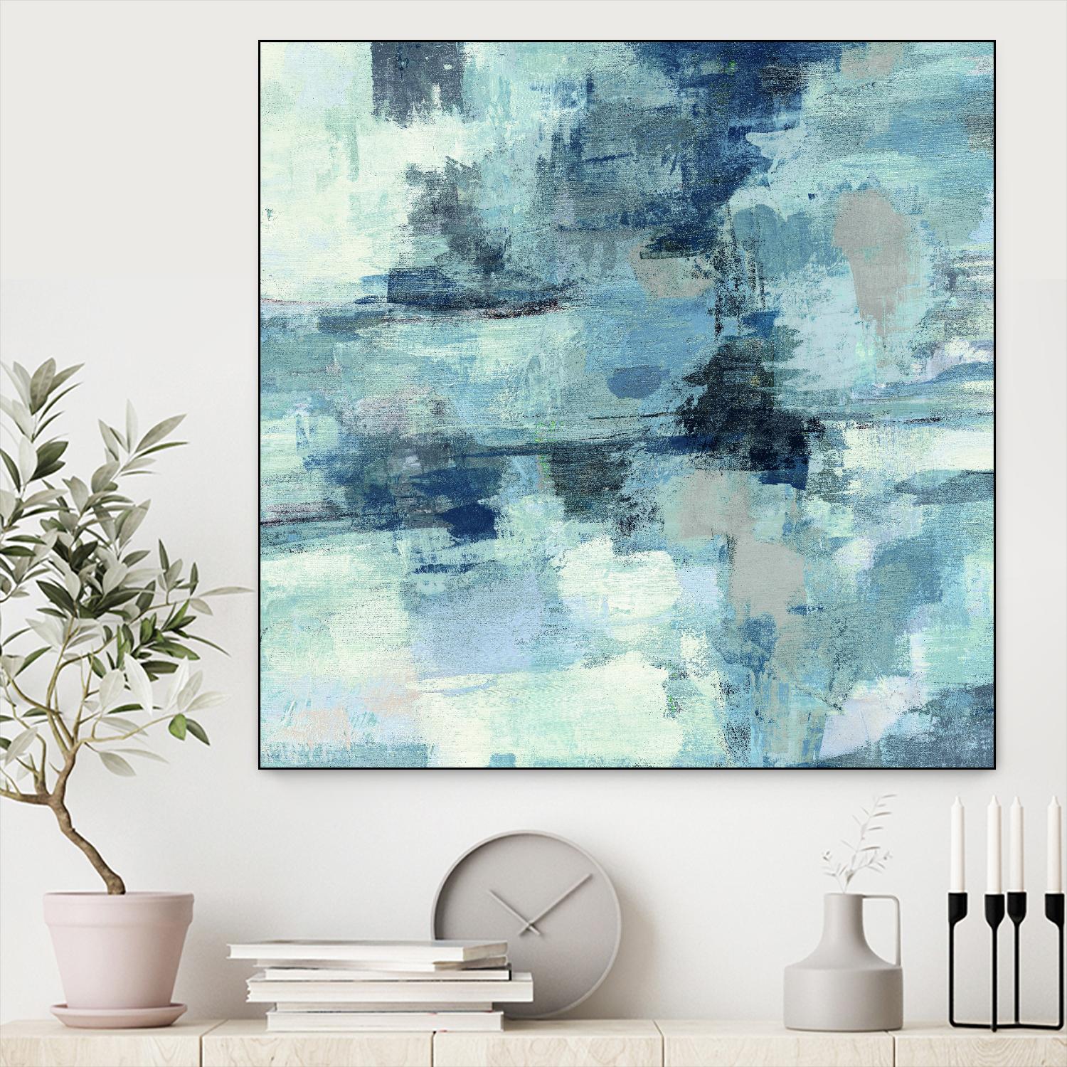 In the Clouds Indigo and Gray Crop by Silvia Vassileva on GIANT ART - white abstract