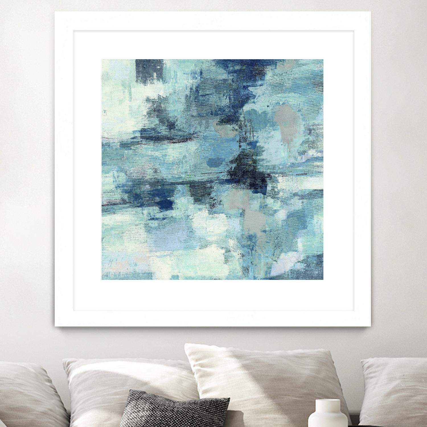 In the Clouds Indigo and Gray Crop by Silvia Vassileva on GIANT ART - white abstract