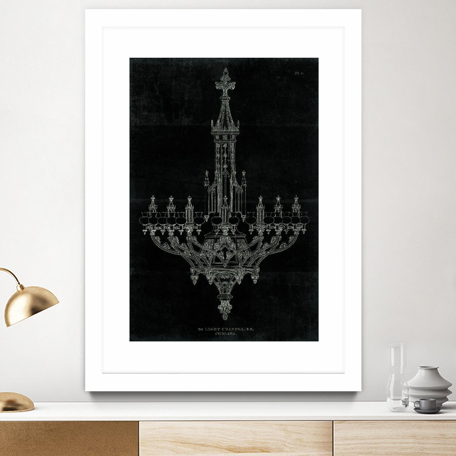 Ornamental Metal Work Chandelier by Portfolio on GIANT ART - grey interior