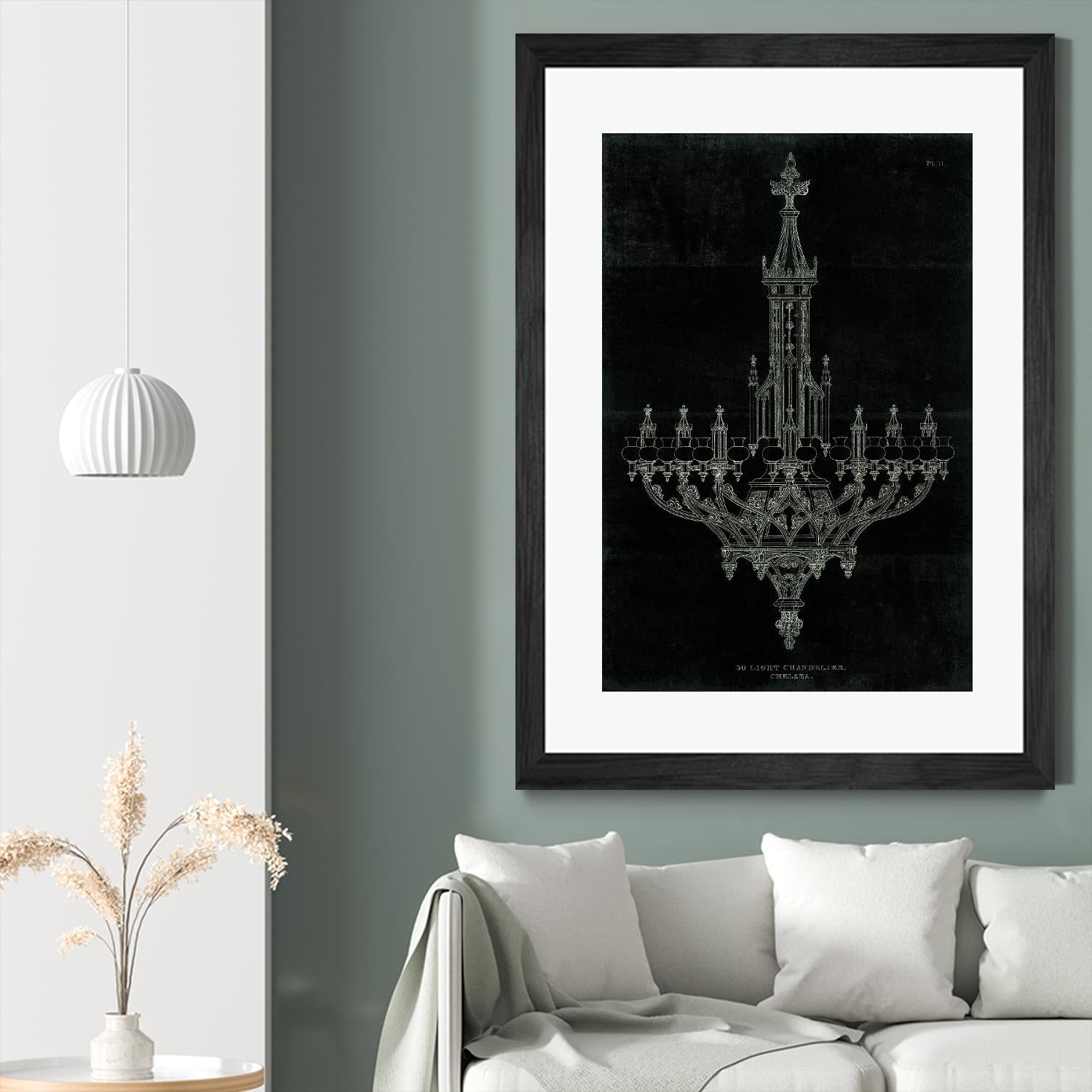 Ornamental Metal Work Chandelier by Portfolio on GIANT ART - grey interior