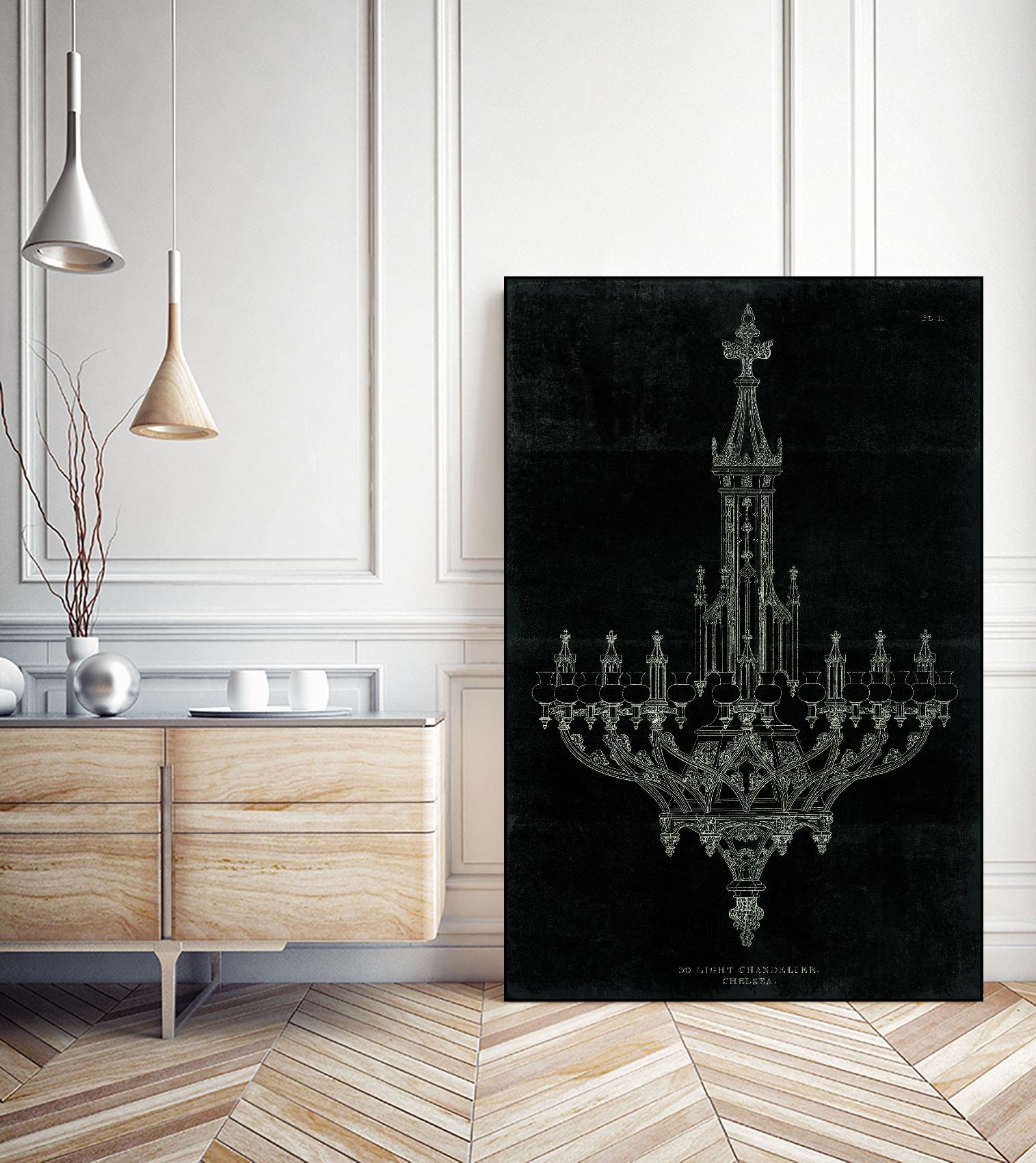 Ornamental Metal Work Chandelier by Portfolio on GIANT ART - grey interior