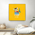 Good Dogs French Bulldog Bright by Moira Hershey on GIANT ART - blue animals