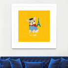 Good Dogs French Bulldog Bright by Moira Hershey on GIANT ART - blue animals
