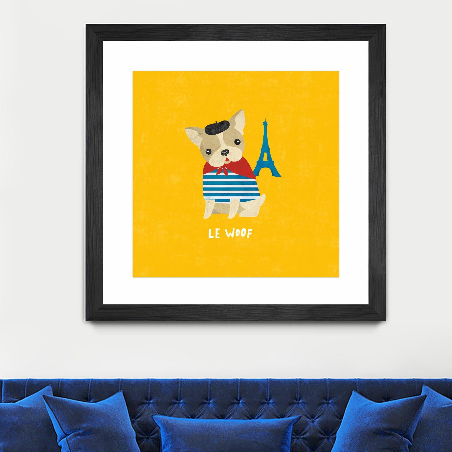 Good Dogs French Bulldog Bright by Moira Hershey on GIANT ART - blue animals