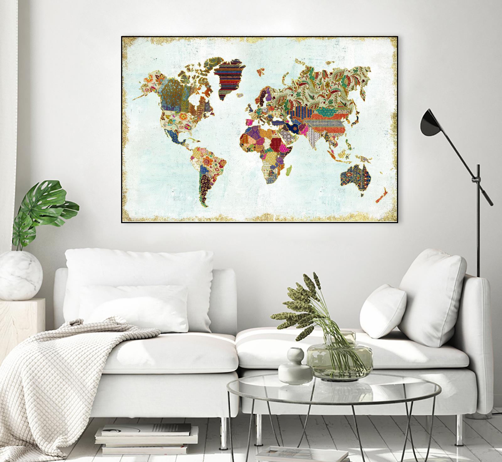 Pattern World Map by Laura Marshall on GIANT ART - brown maps