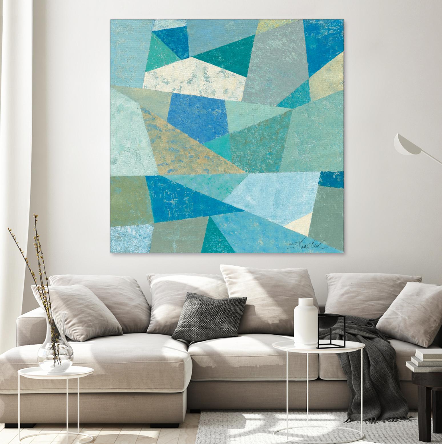 Teal Geo Metric by Silvia Vassileva on GIANT ART - green abstract