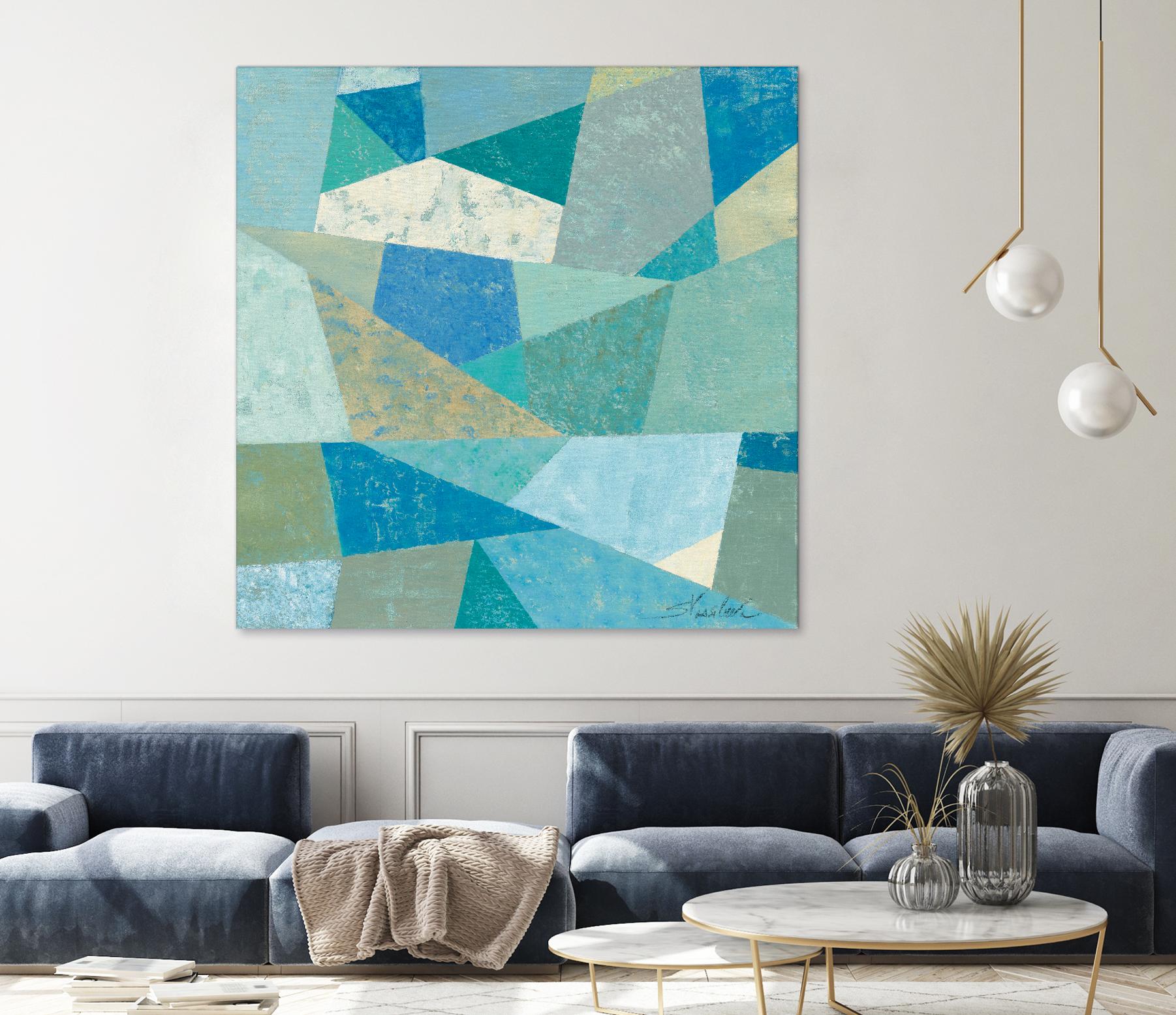 Teal Geo Metric by Silvia Vassileva on GIANT ART - green abstract