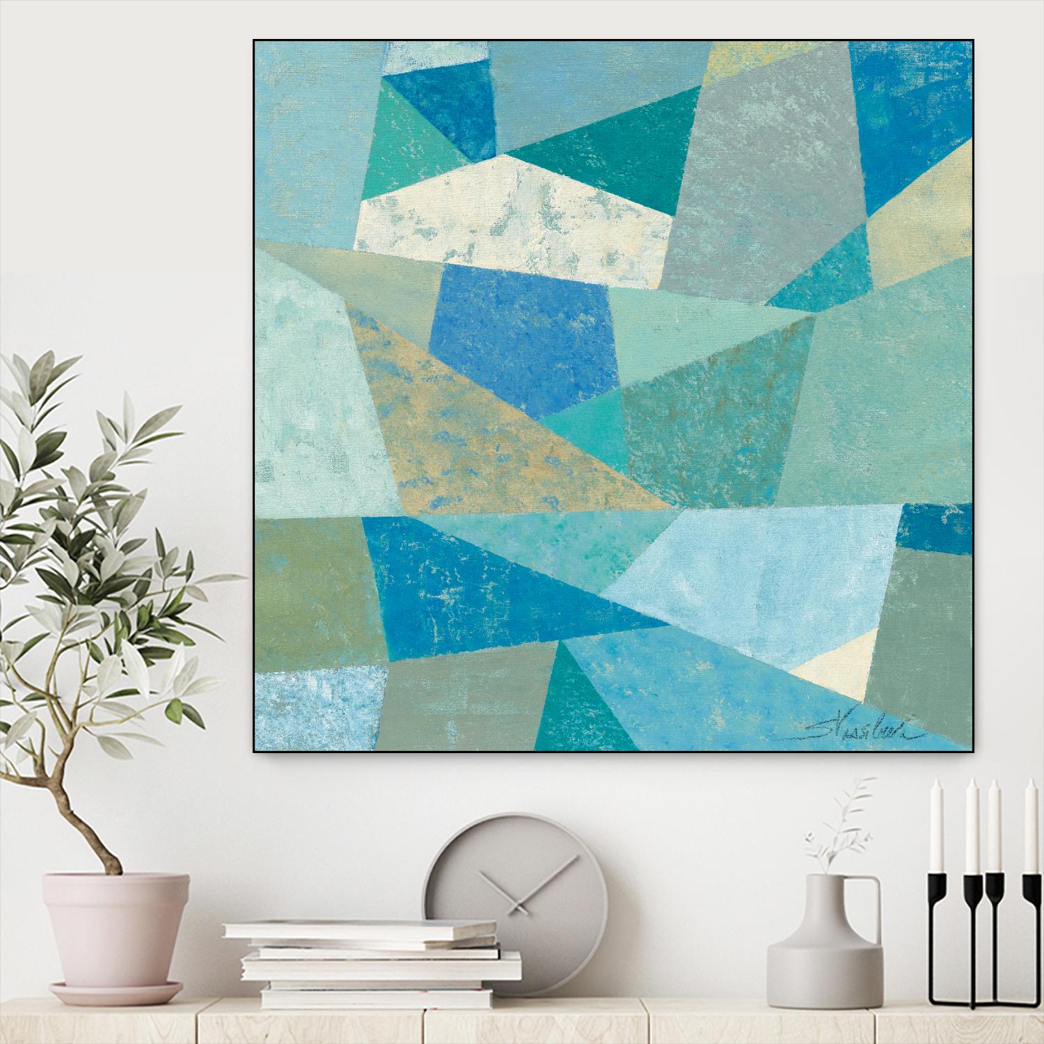 Teal Geo Metric by Silvia Vassileva on GIANT ART - green abstract