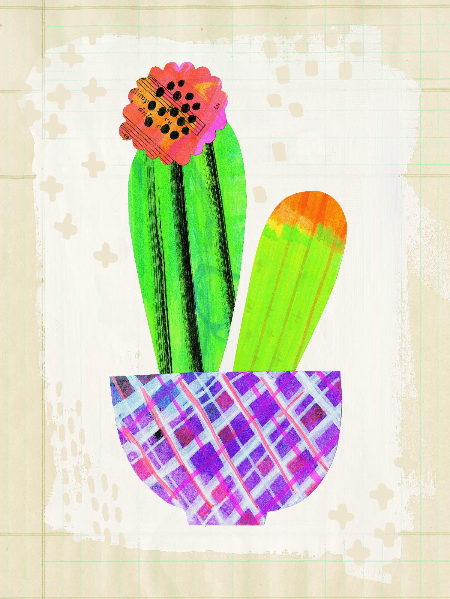 Collage Cactus I on Graph Paper by Melissa Averinos on GIANT ART - beige botany