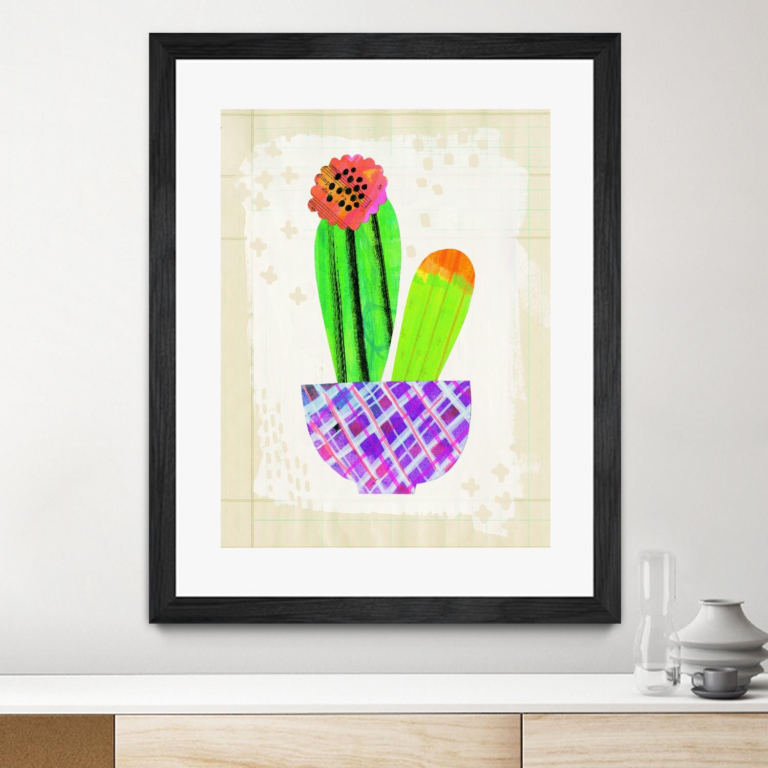 Collage Cactus I on Graph Paper by Melissa Averinos on GIANT ART - beige botany