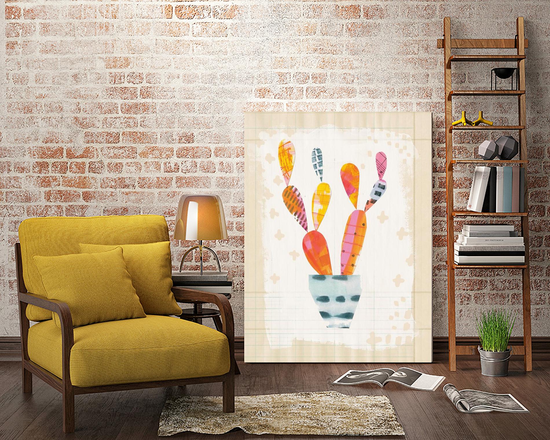 Collage Cactus II on Graph Paper by Melissa Averinos on GIANT ART - beige botany