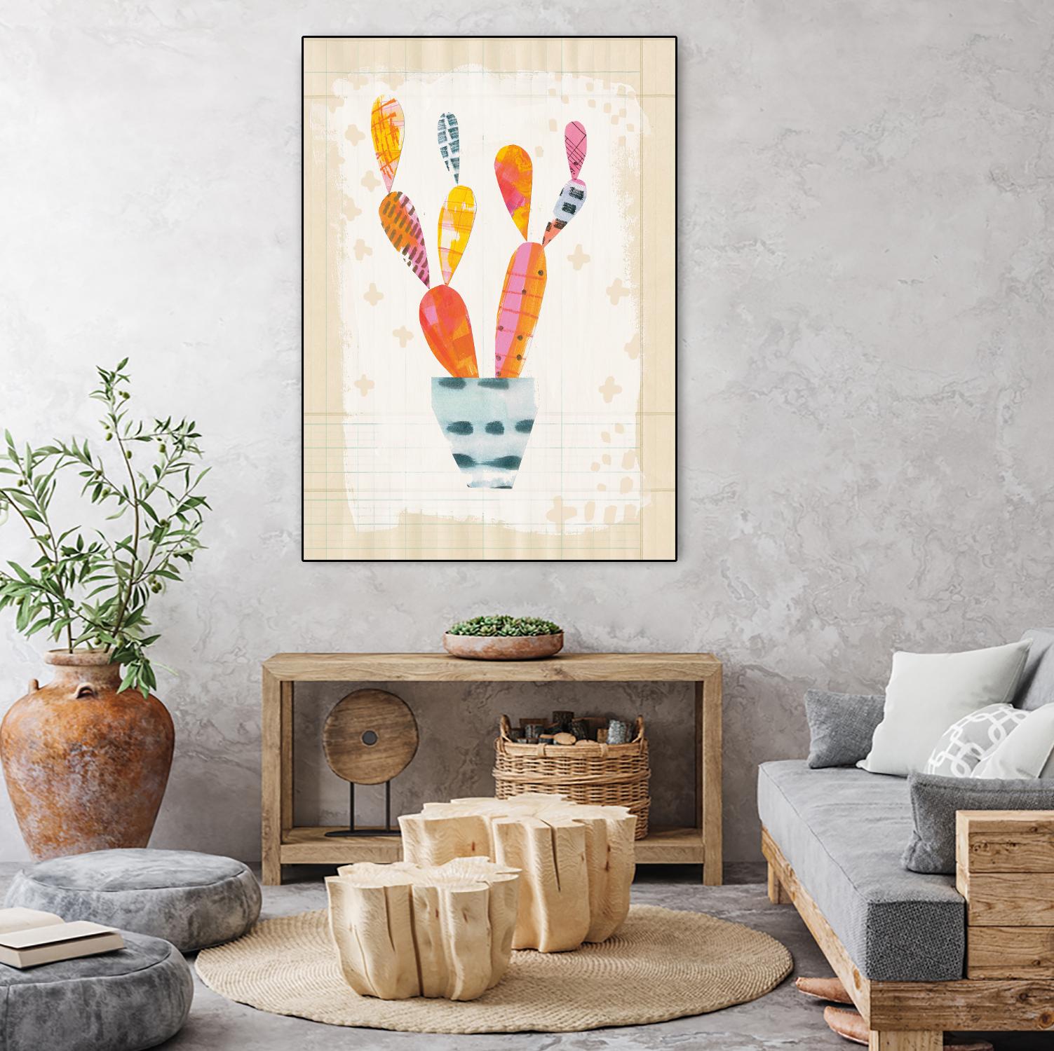Collage Cactus II on Graph Paper by Melissa Averinos on GIANT ART - beige botany