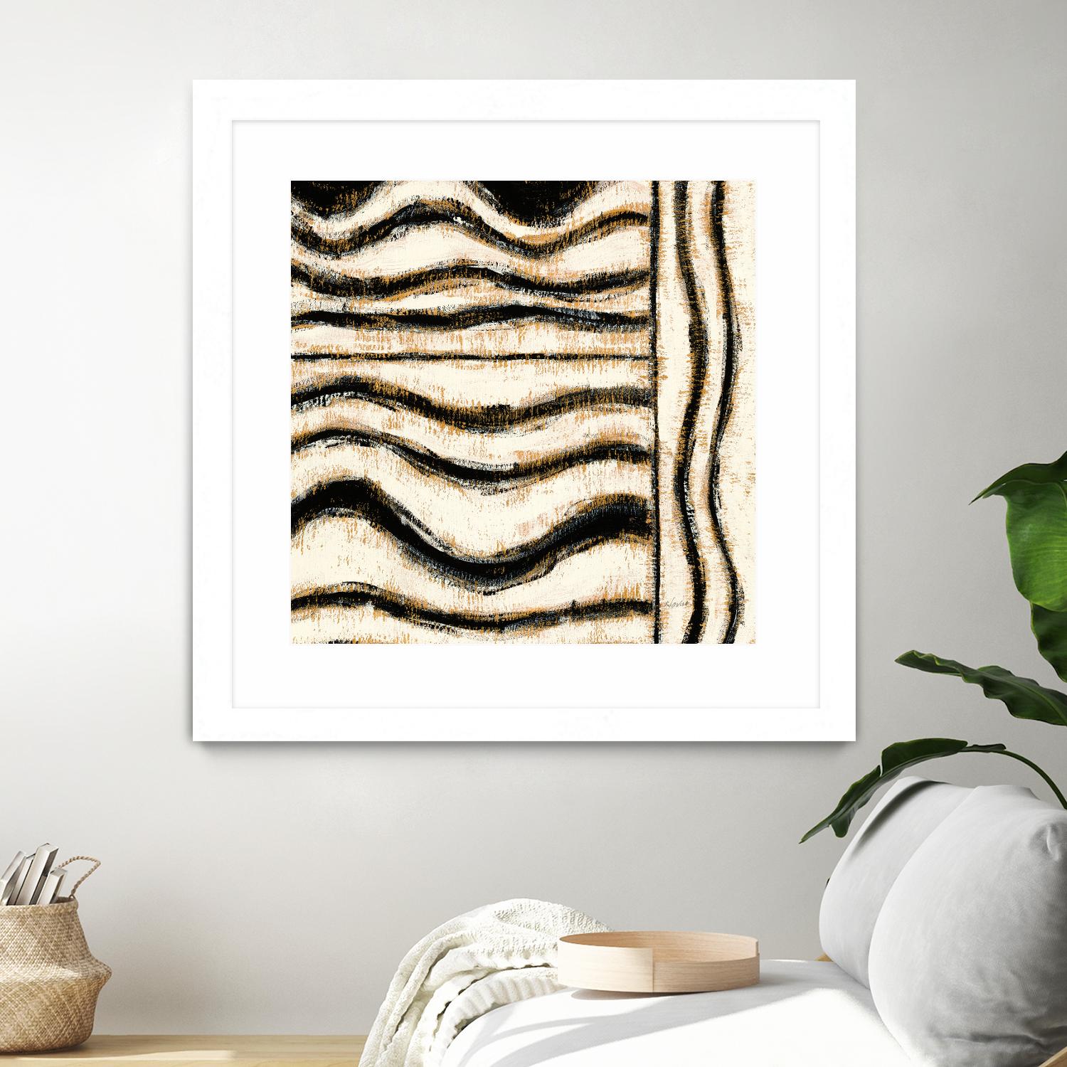 Black and Gold Geometric VI by Shirley Novak on GIANT ART - beige abstract