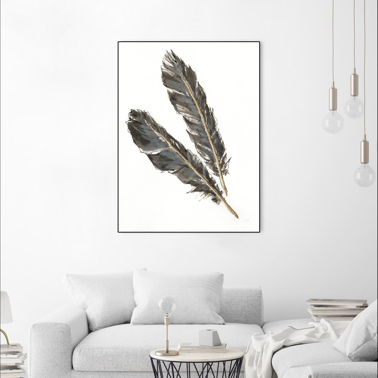 Gold Feathers III on White by Chris Paschke on GIANT ART - gold contemporary