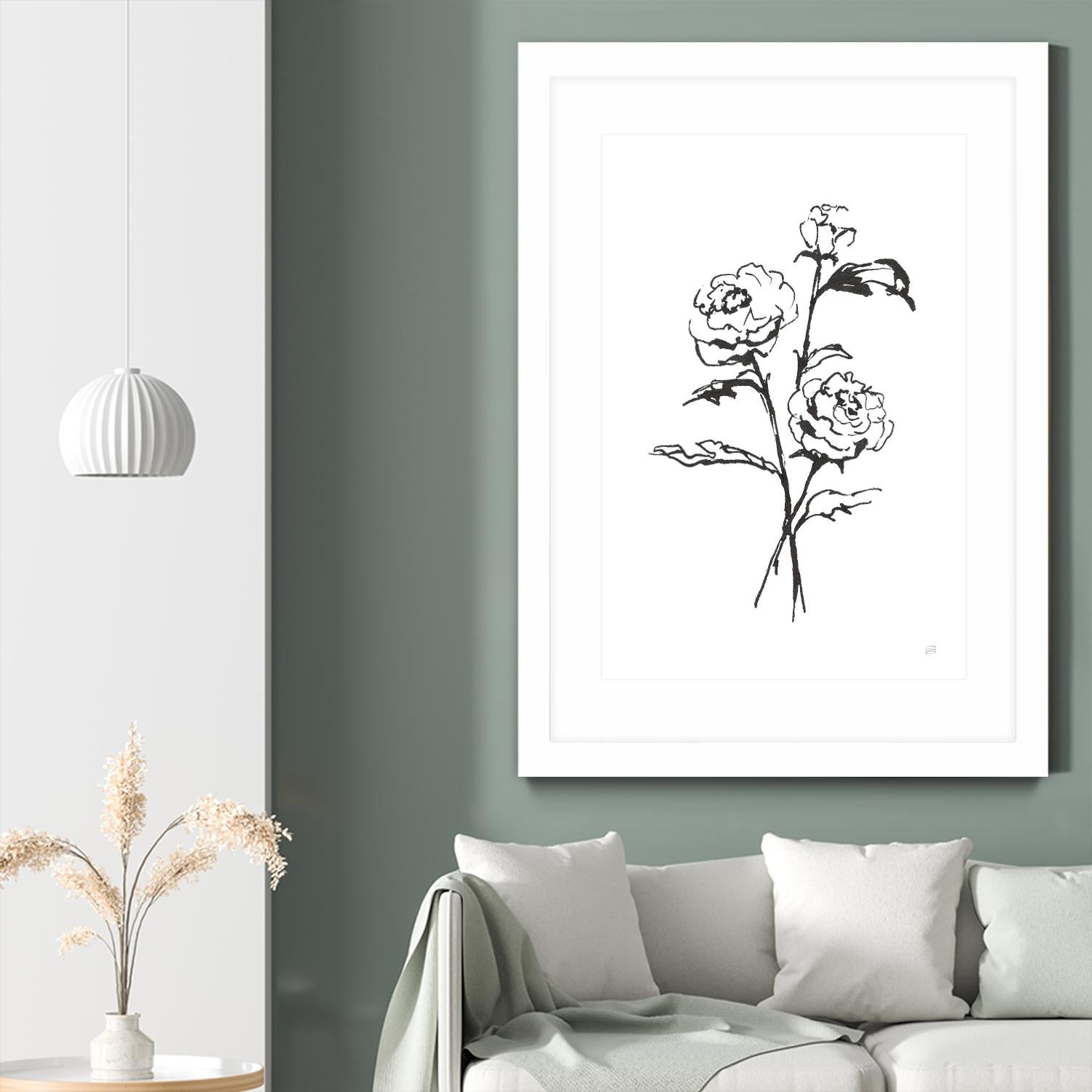 Line Ranunculus I by Chris Paschke on GIANT ART - florals black