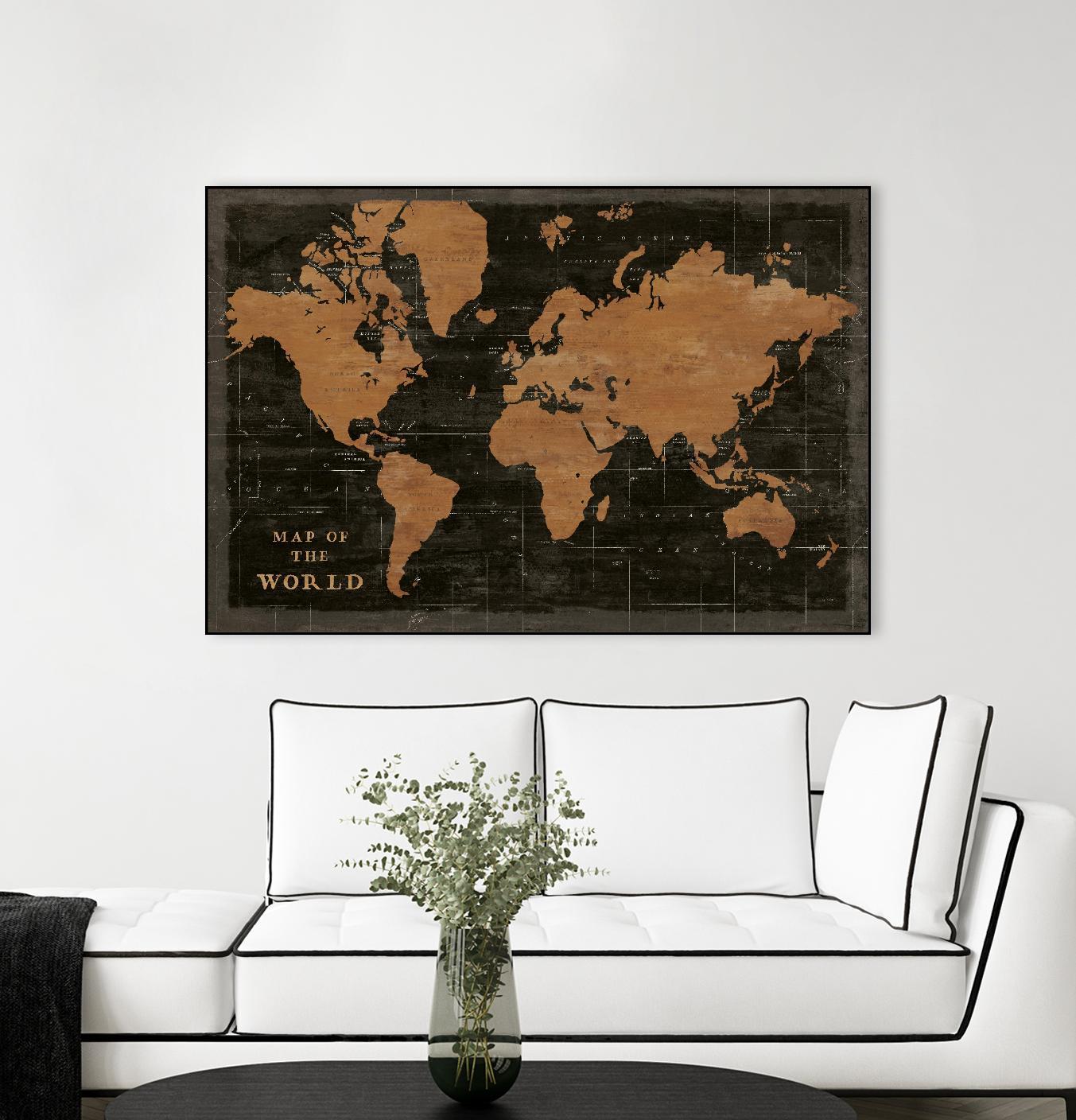 World Map Industrial by Sue Schlabach on GIANT ART - maps black