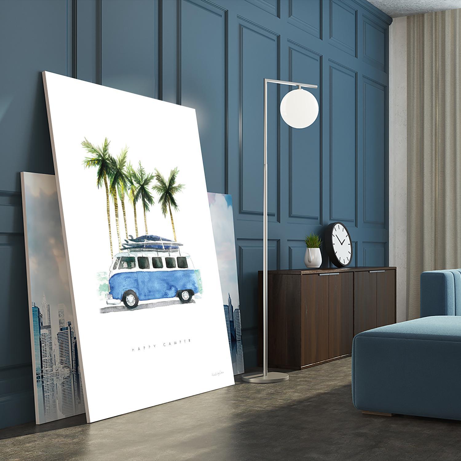 Surf Days II by Mercedes Lopez on GIANT ART - coastal & nautical aqua