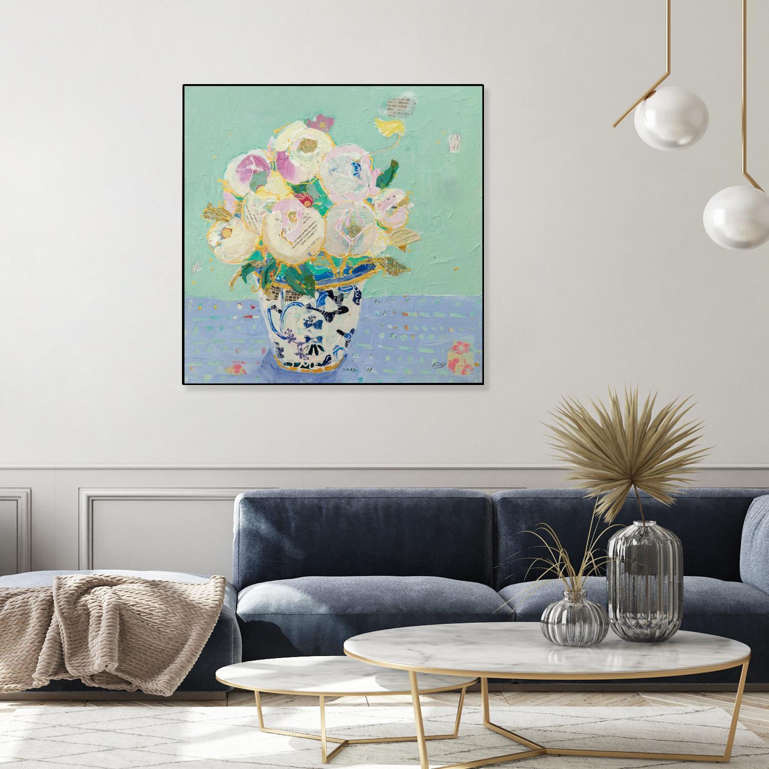 Kristens Peonies by Kellie Day on GIANT ART - florals aqua