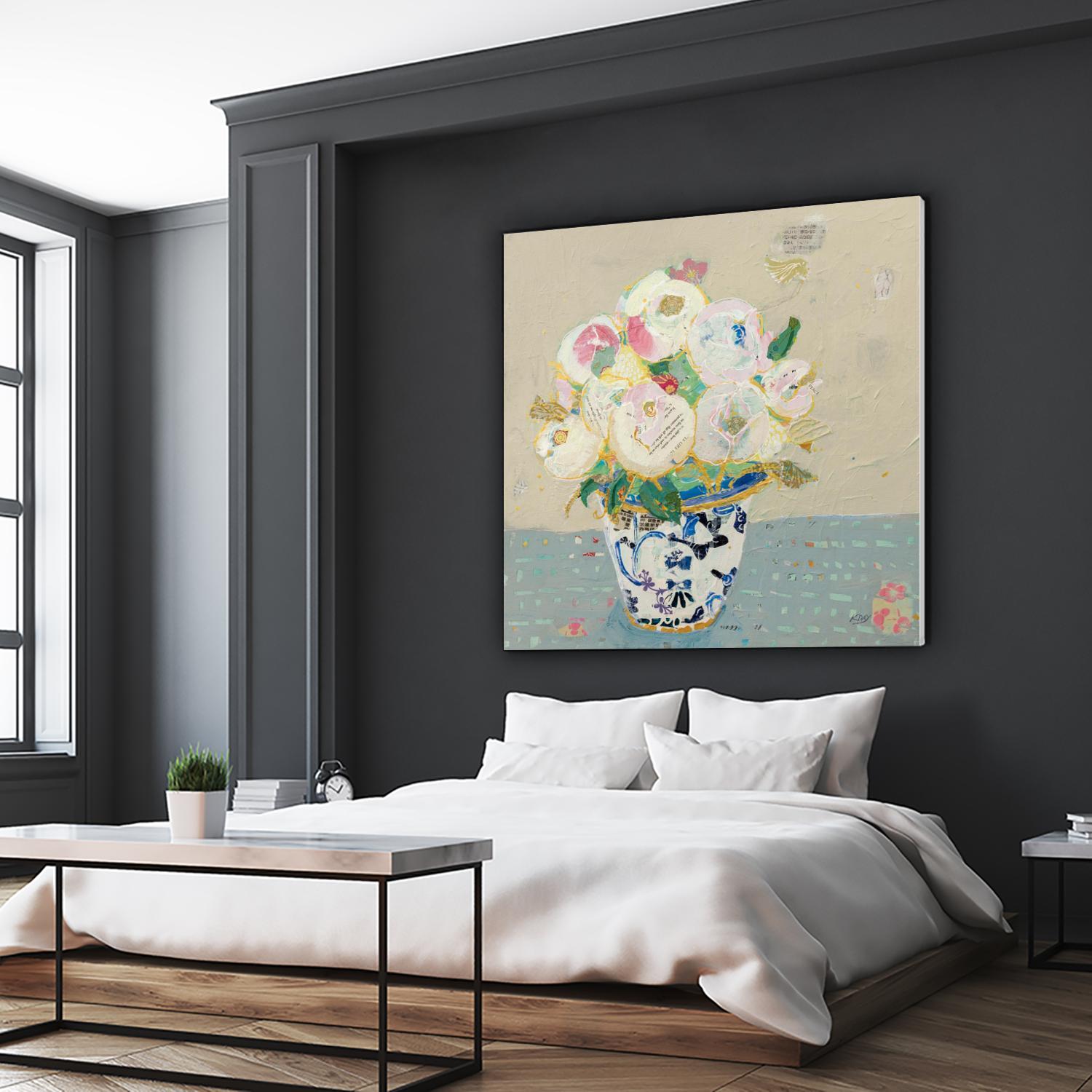 Kristens Peonies Neutral by Kellie Day on GIANT ART - florals aqua