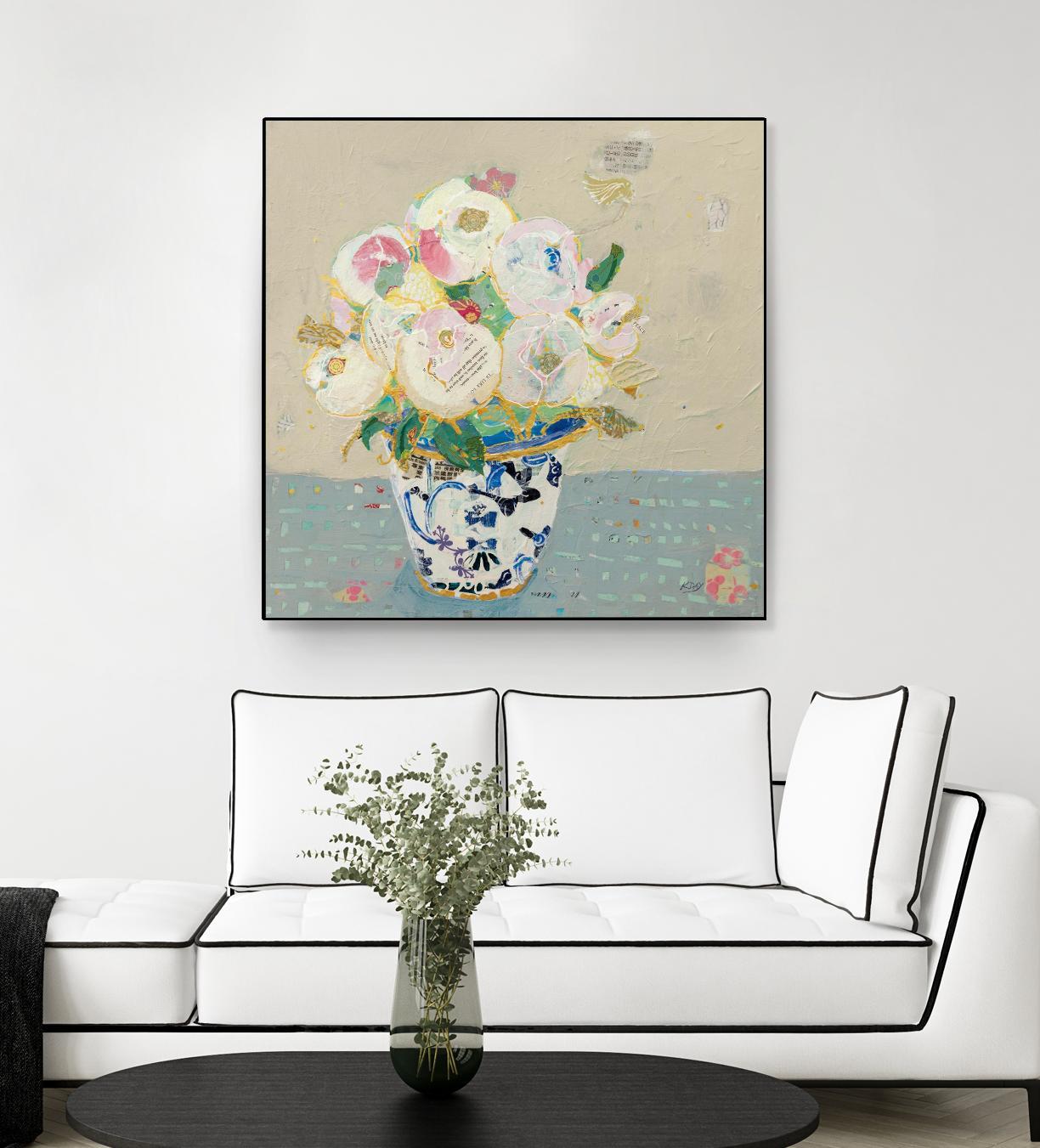 Kristens Peonies Neutral by Kellie Day on GIANT ART - florals aqua