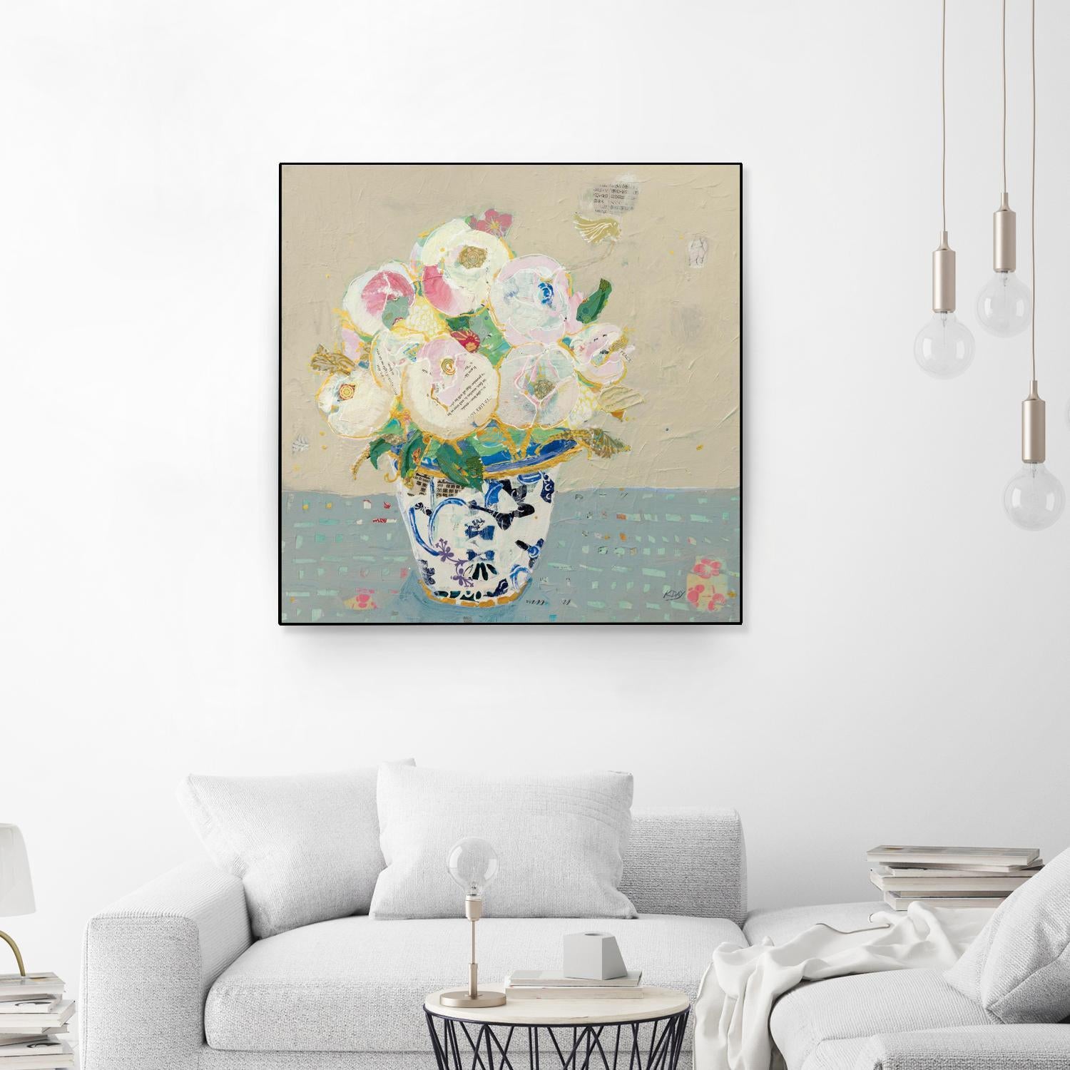 Kristens Peonies Neutral by Kellie Day on GIANT ART - florals aqua