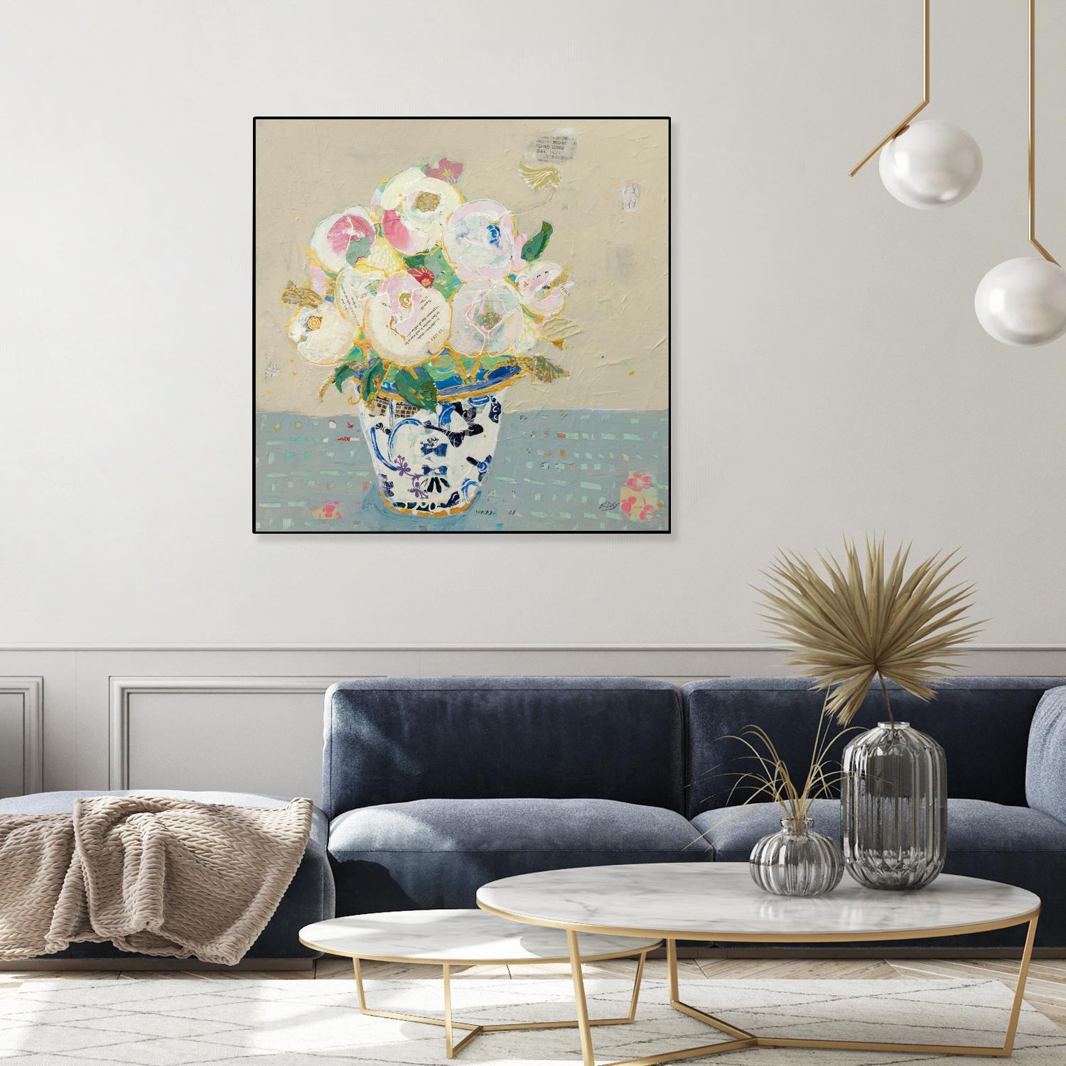 Kristens Peonies Neutral by Kellie Day on GIANT ART - florals aqua