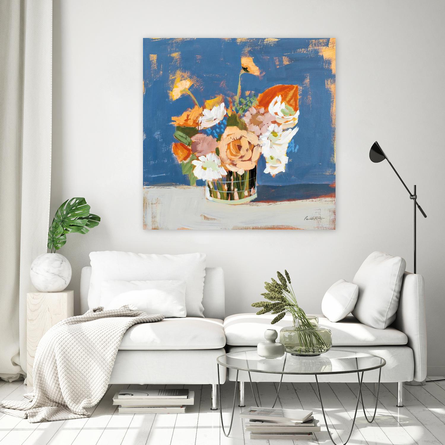 Peach and White Bouquet by Pamela Munger on GIANT ART - orange flowers farmhouse