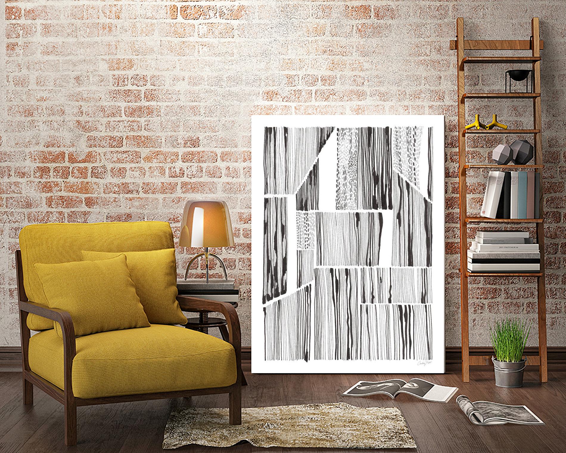 Lined Up III by Courtney Prahl on GIANT ART - white linear dots