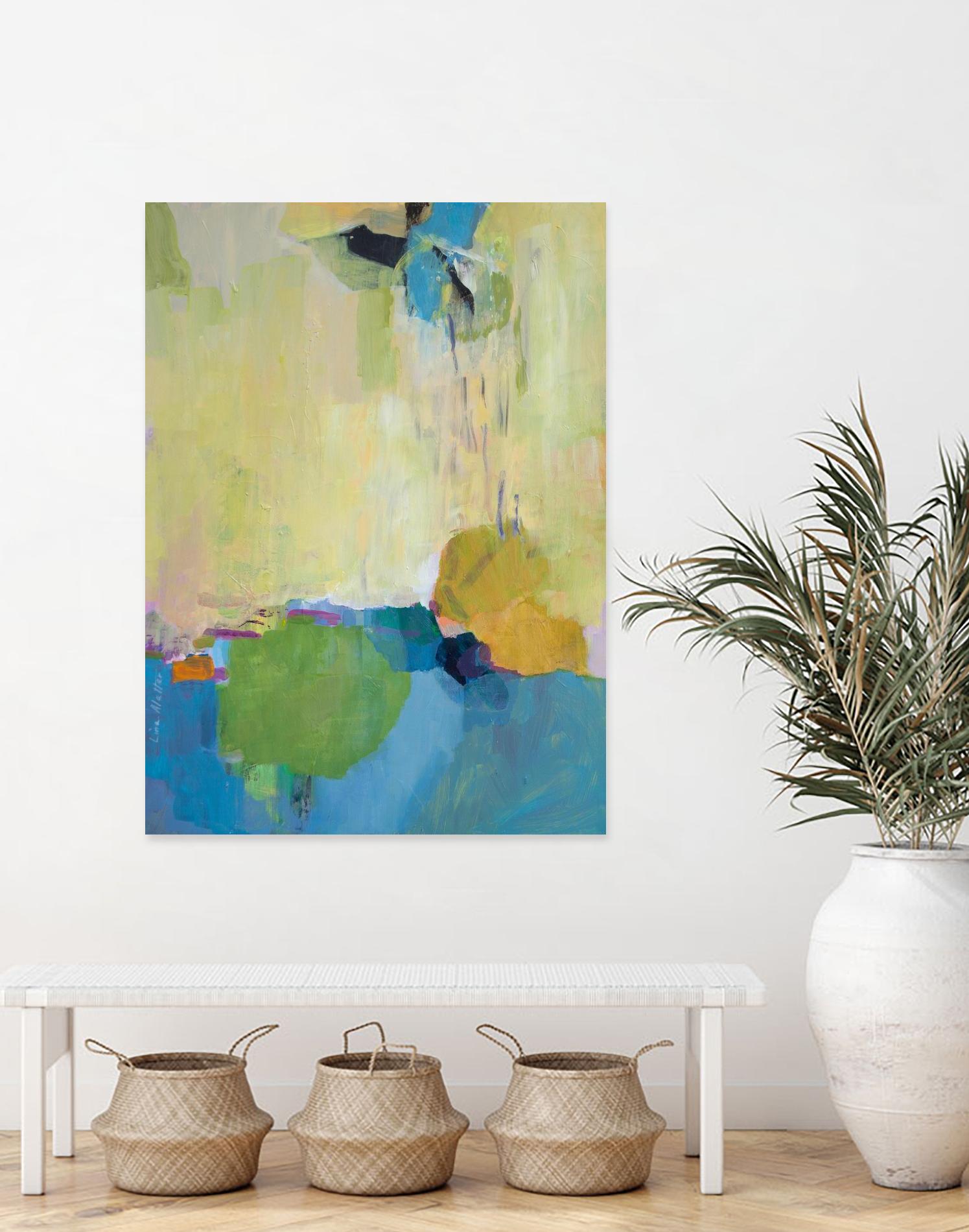 The Promise of Something by Lina Alattar on GIANT ART - blue,yellow abstracts, contemporary
