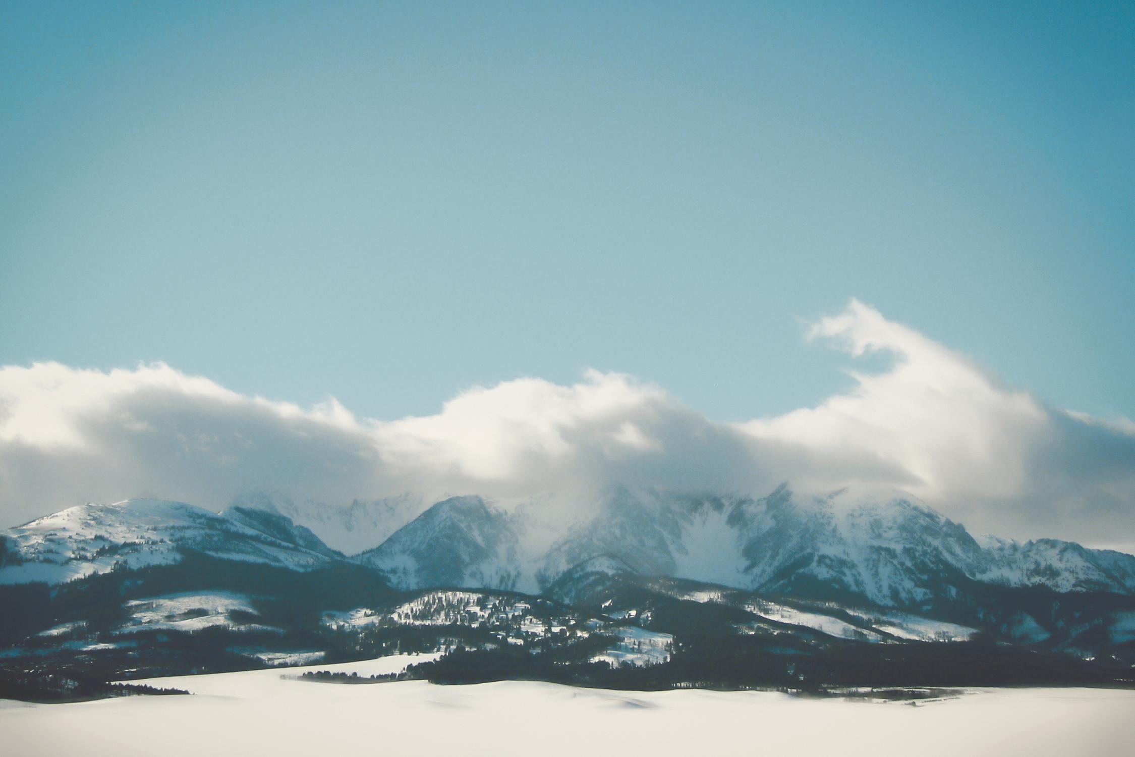 Bridger Mountain Cloud Cover by Annie Bailey Art on GIANT ART - white,blue landscapes, photography, mountains, snow, winter, hills