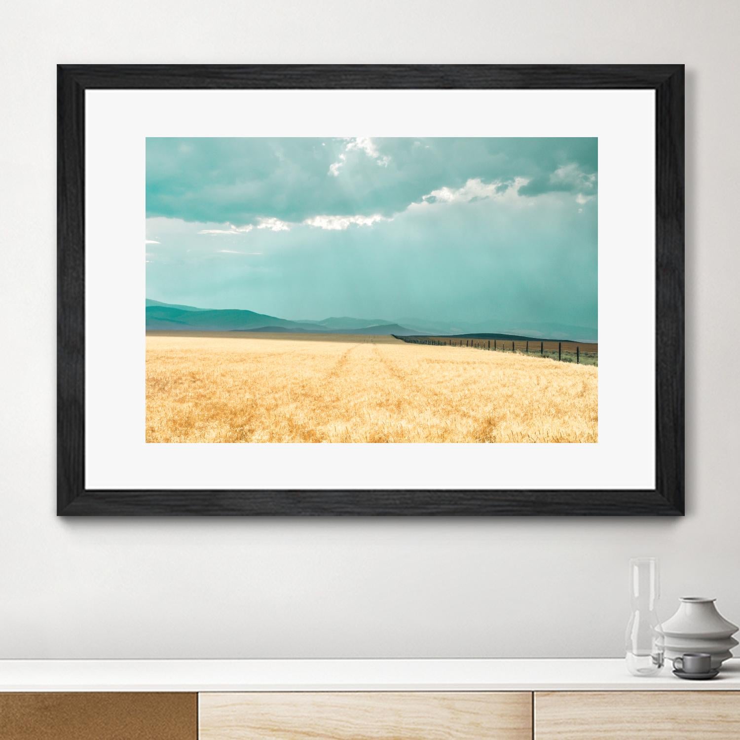 Harvest Shadow by Annie Bailey Art on GIANT ART - blue,beige landscapes, photography, farms, hills