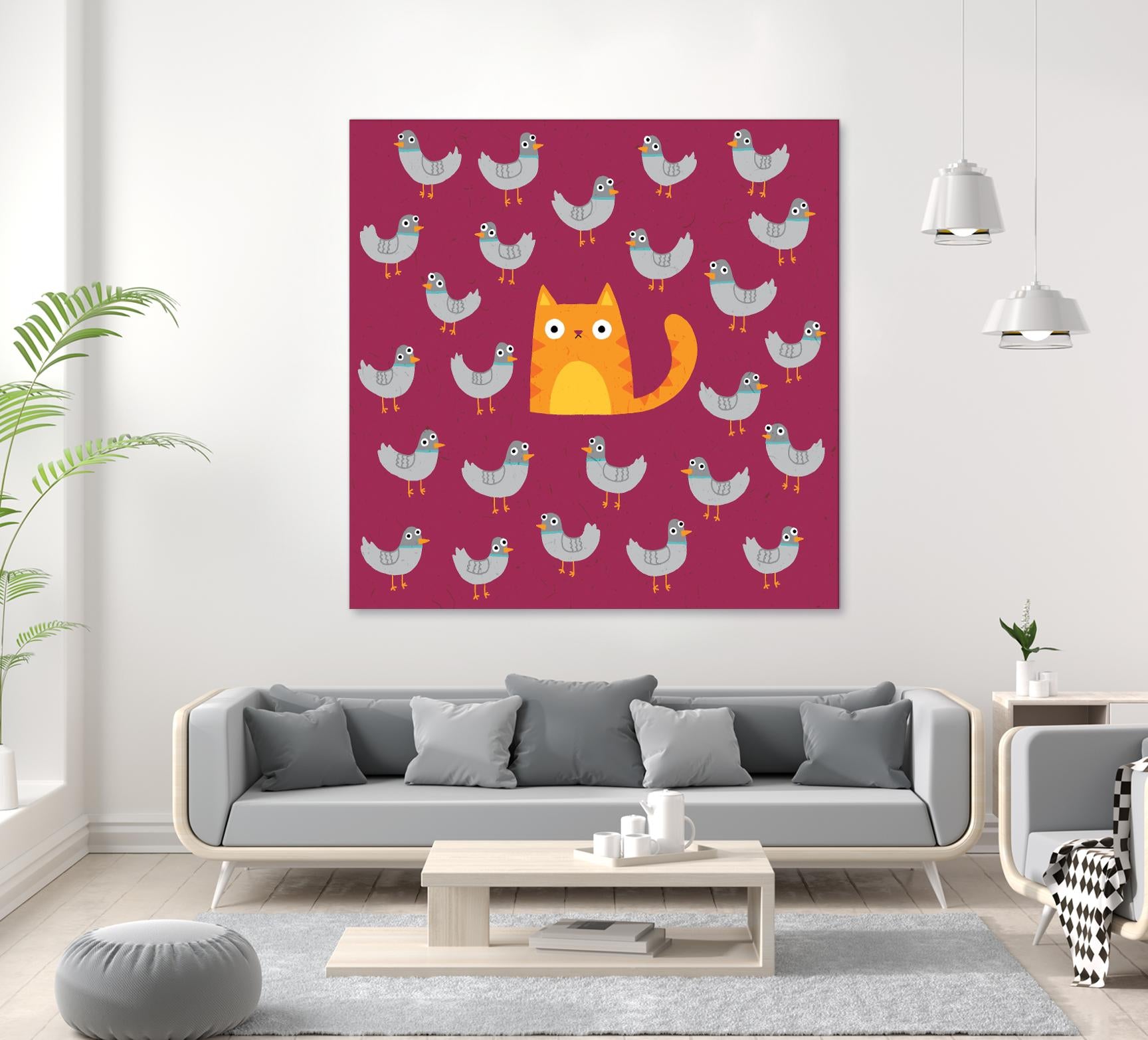 Cat amongst the Pigeons by Michael Buxton on GIANT ART - multicolor urban/pop surrealism; animals; contemporary