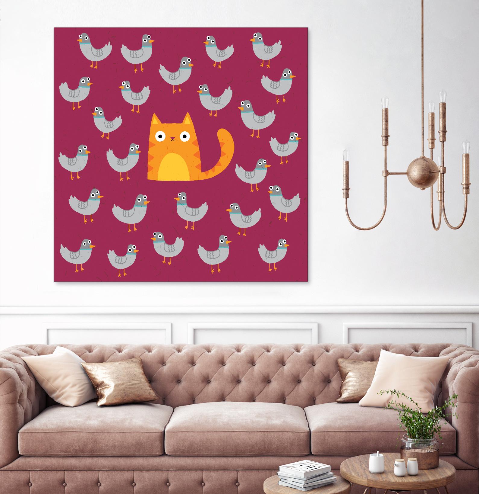 Cat amongst the Pigeons by Michael Buxton on GIANT ART - multicolor urban/pop surrealism; animals; contemporary