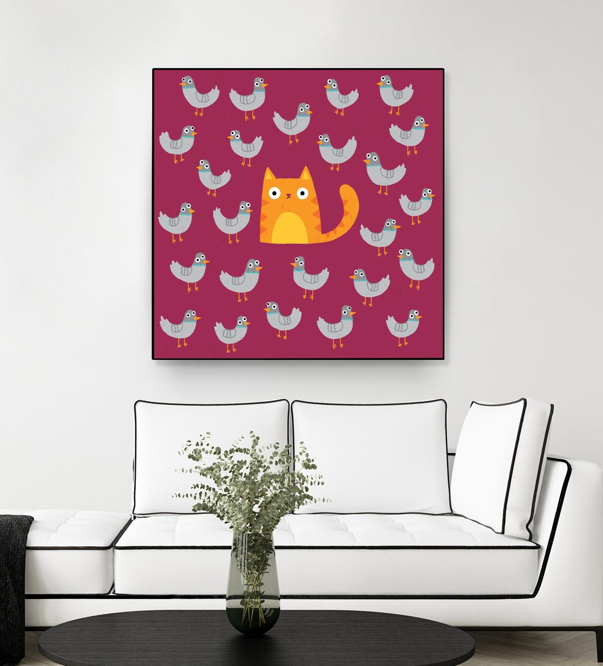 Cat amongst the Pigeons by Michael Buxton on GIANT ART - multicolor urban/pop surrealism; animals; contemporary