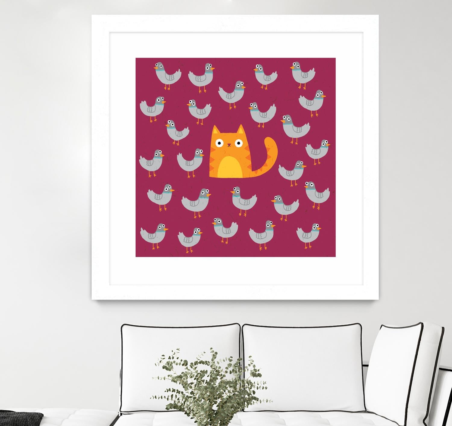 Cat amongst the Pigeons by Michael Buxton on GIANT ART - multicolor urban/pop surrealism; animals; contemporary