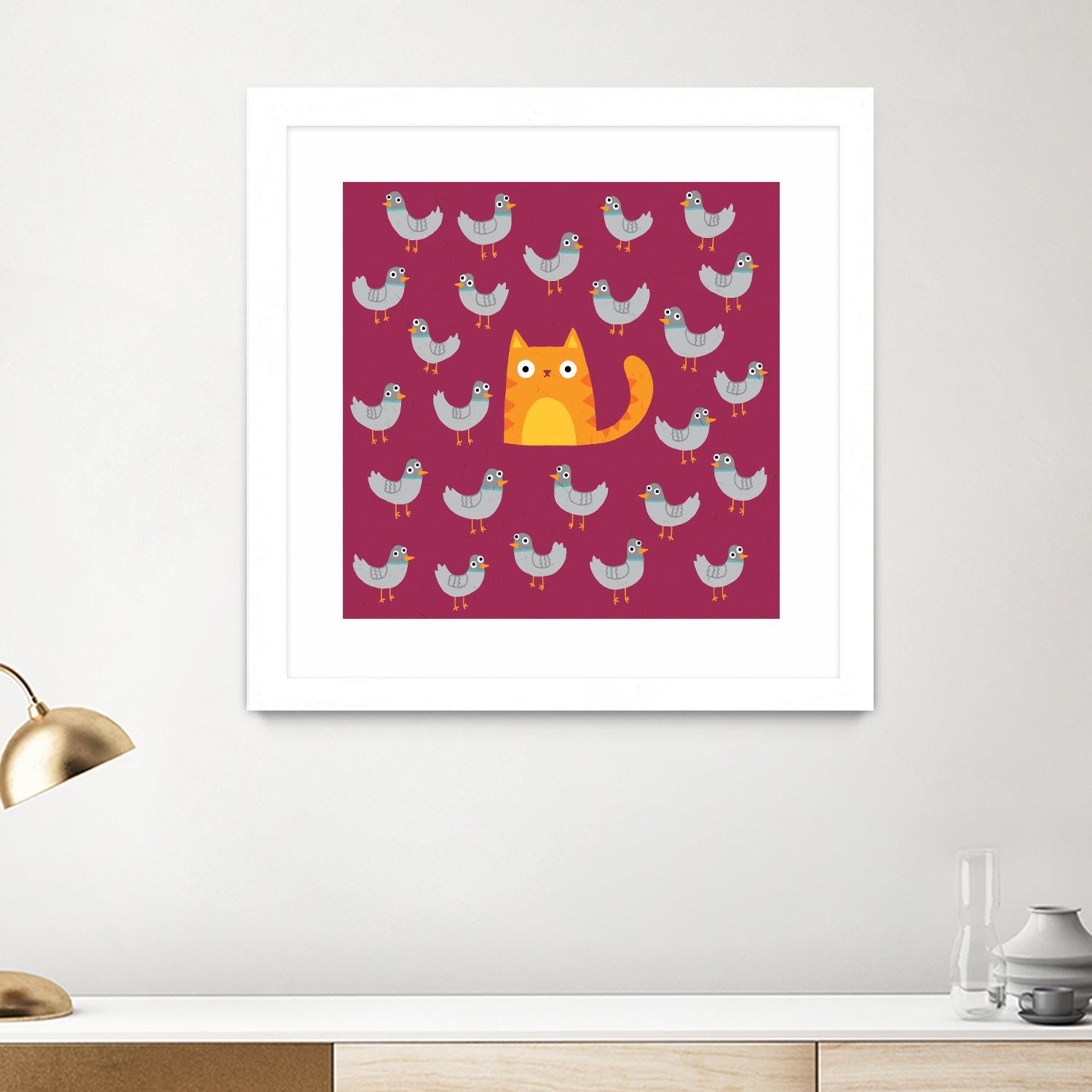 Cat amongst the Pigeons by Michael Buxton on GIANT ART - multicolor urban/pop surrealism; animals; contemporary