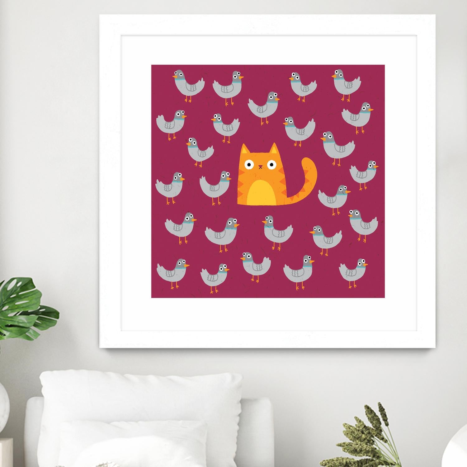 Cat amongst the Pigeons by Michael Buxton on GIANT ART - multicolor urban/pop surrealism; animals; contemporary