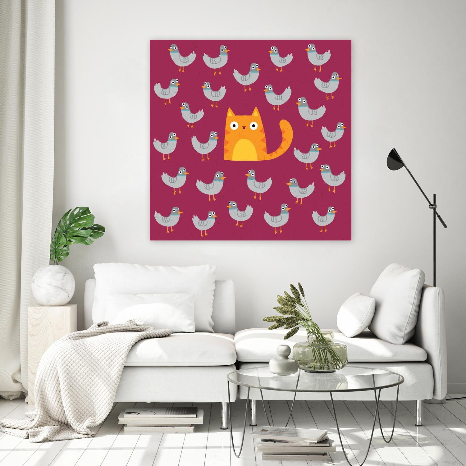 Cat amongst the Pigeons by Michael Buxton on GIANT ART - multicolor urban/pop surrealism; animals; contemporary