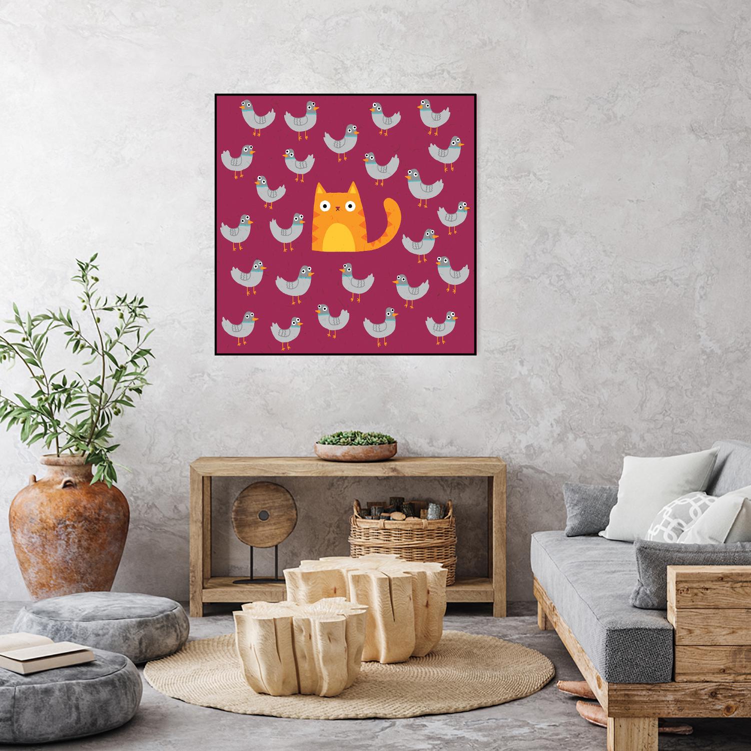 Cat amongst the Pigeons by Michael Buxton on GIANT ART - multicolor urban/pop surrealism; animals; contemporary