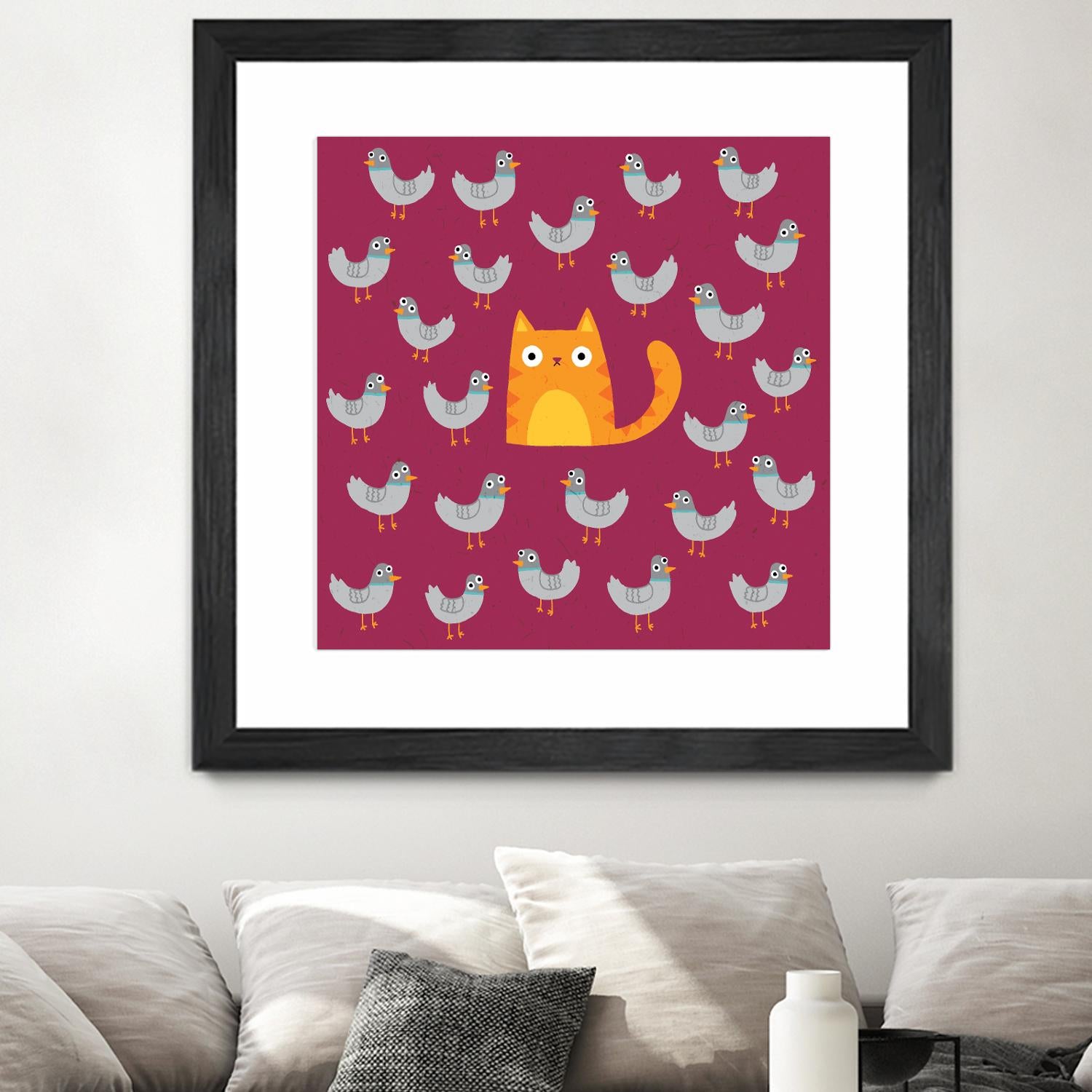 Cat amongst the Pigeons by Michael Buxton on GIANT ART - multicolor urban/pop surrealism; animals; contemporary